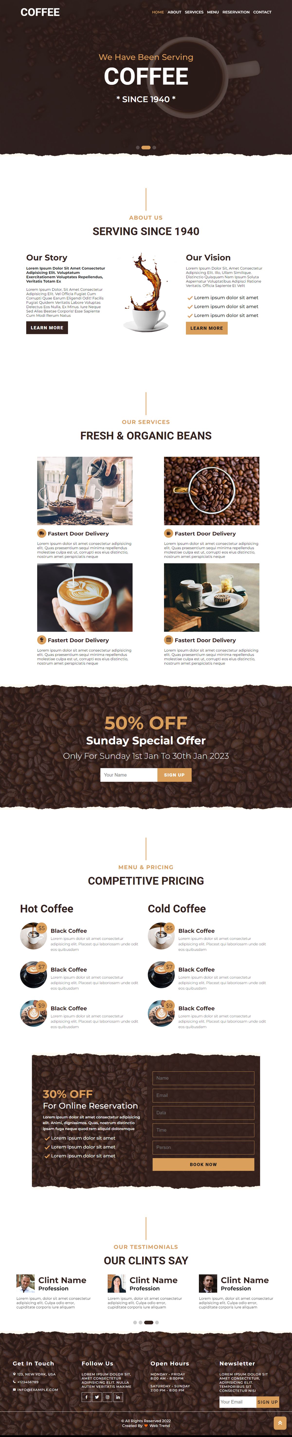 coffee shop website html css javascript