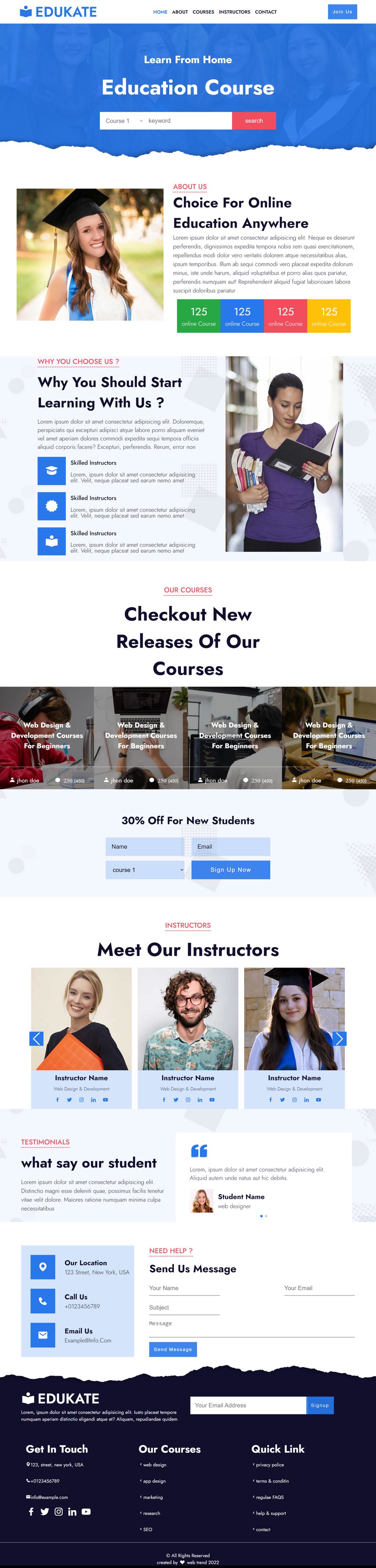 Complete Responsive Online Education Website Using HTML, CSS, and ...