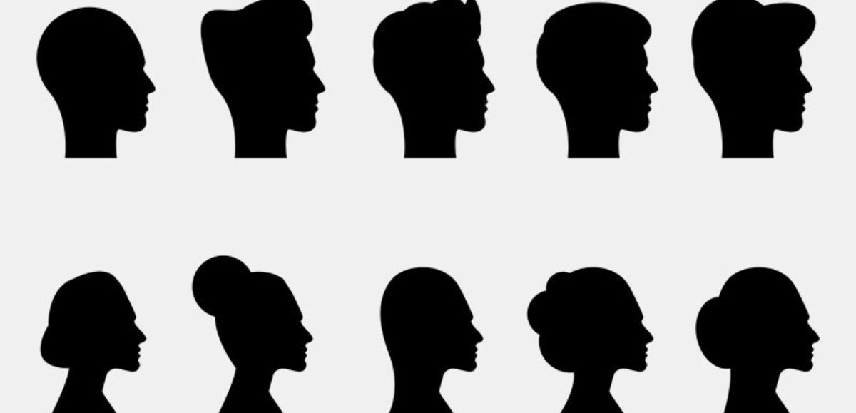 Man and woman face silhouette vector