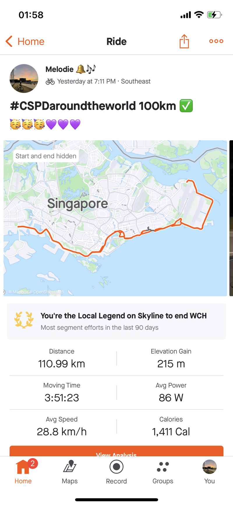 110km 🚴🏻 last night