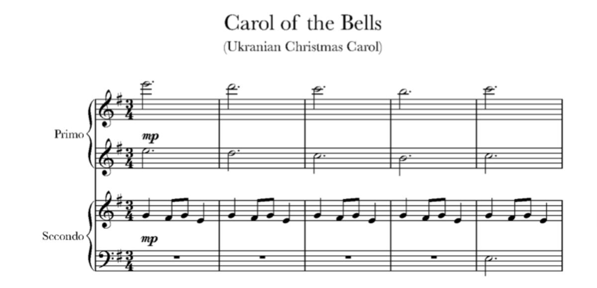 PIANO SCORE 4 hands: Carol of the Bells 