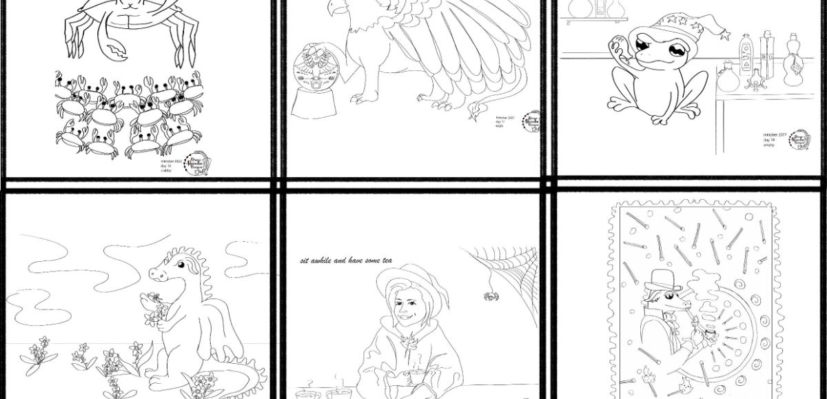 Inktober 2022, week 2, Coloring Page Bundle