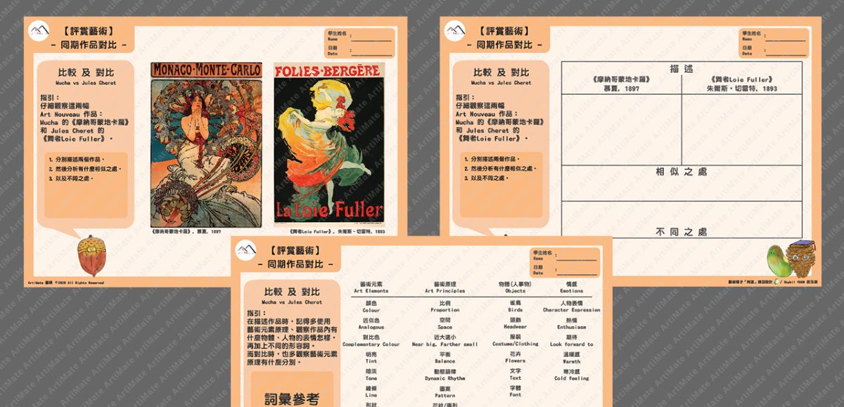 [藝術作品比較練習紙] - Mucha vs 同期作品對比
