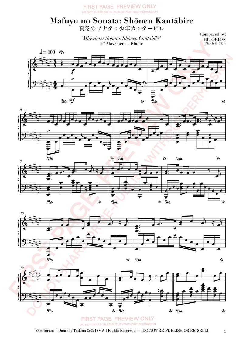 The official sheet music for Midwinter Sonata III is now available! Link below ↓ 
