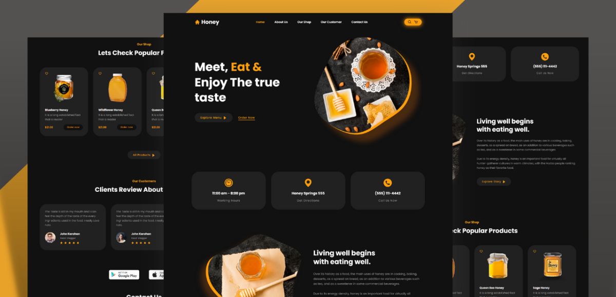 Complete Responsive Honey Shop Website