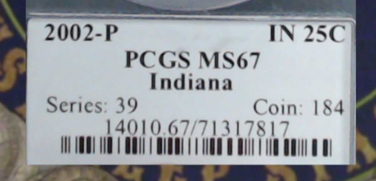 2002-P PCGS MS67 Indiana Statehood Quarter