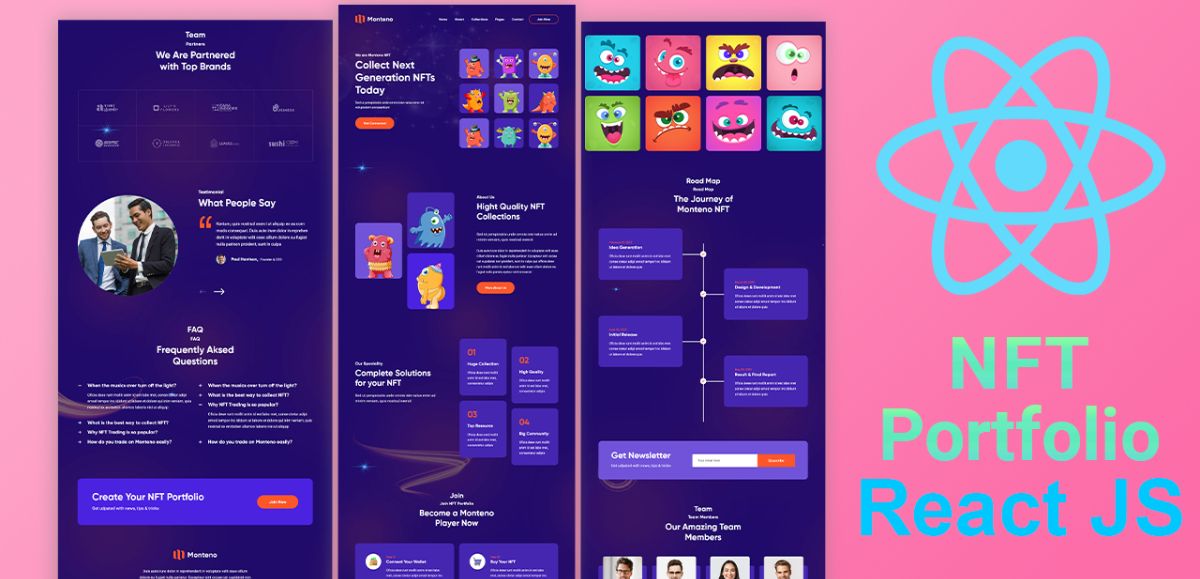 NFT Portfolio Website Design in React JS | Fully Responsive