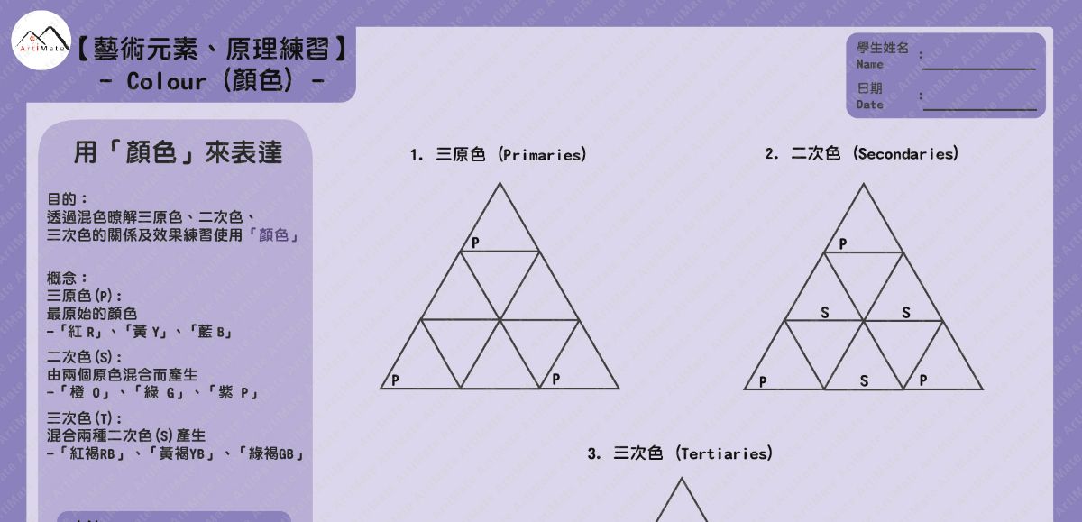 [藝術元素及原理練習] - 顏色 Ex.1：歌德顏色三角