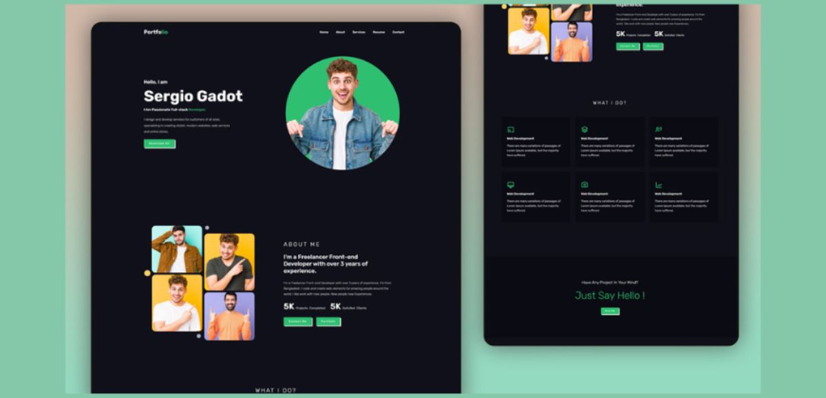 Make responsive personal portfolio website with HTML CSS & JS | Sergio