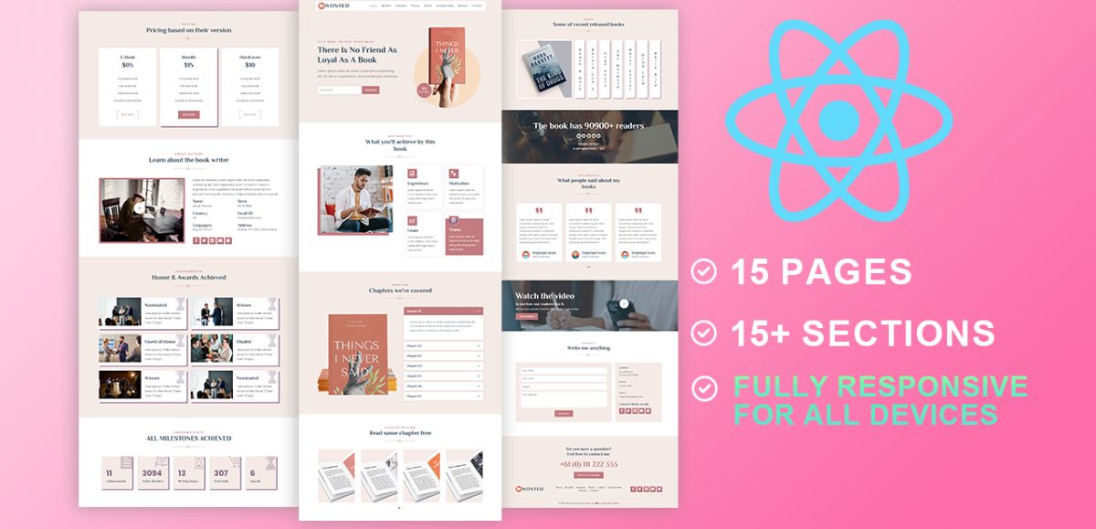 Build a Book & Author Website in React JS - Fully Responsive - Buymeacoffee