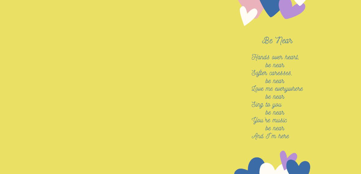Printable Be Near hearts card - pastel