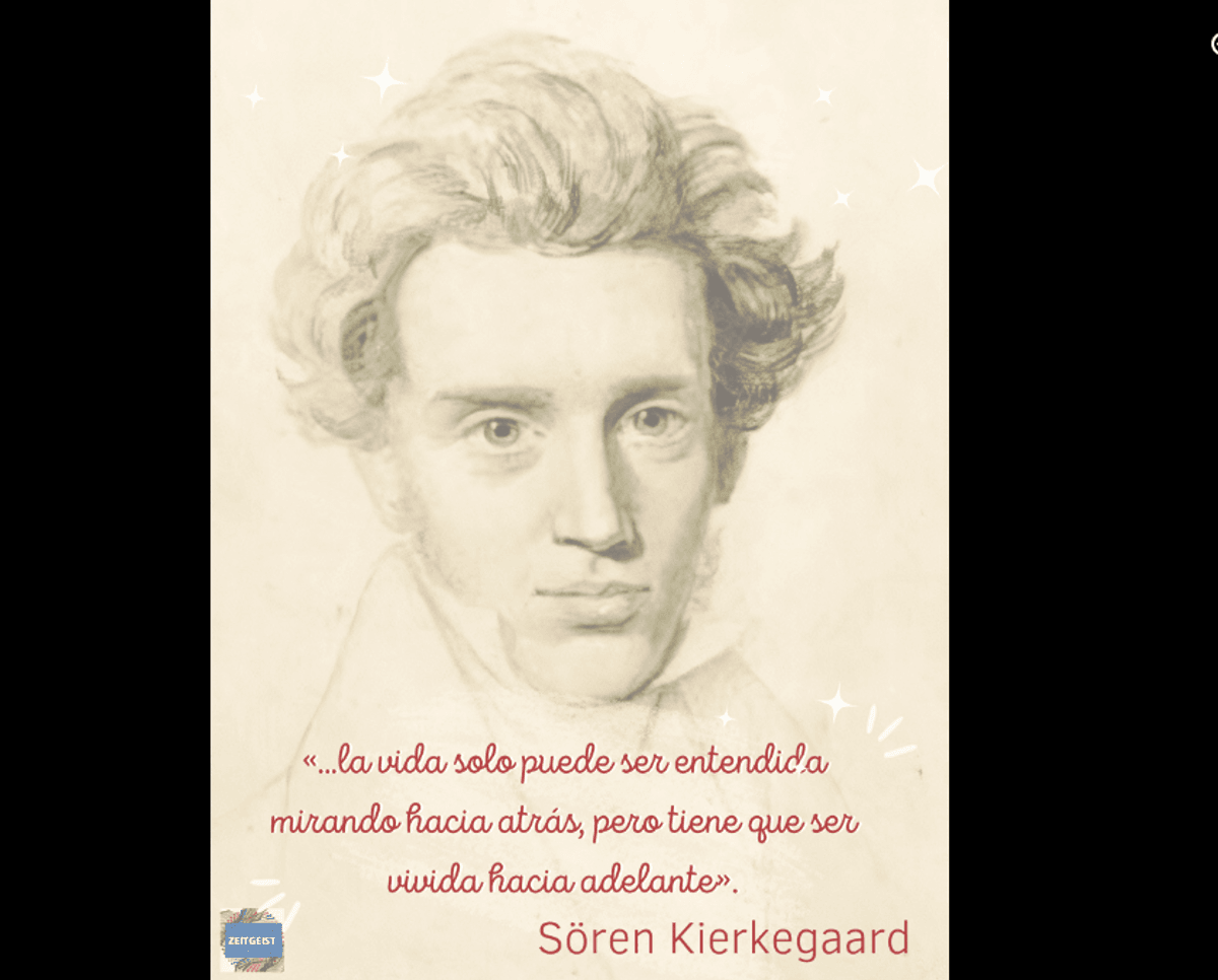 Poster de S&ouml;ren Kierkegaard con cita existencial