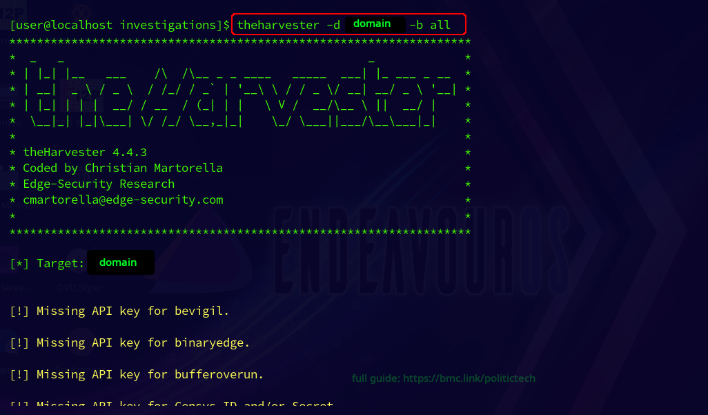 🎯 theHarvester 📬 Email / Information Gathering (OSINT) — 🥷 (RTP