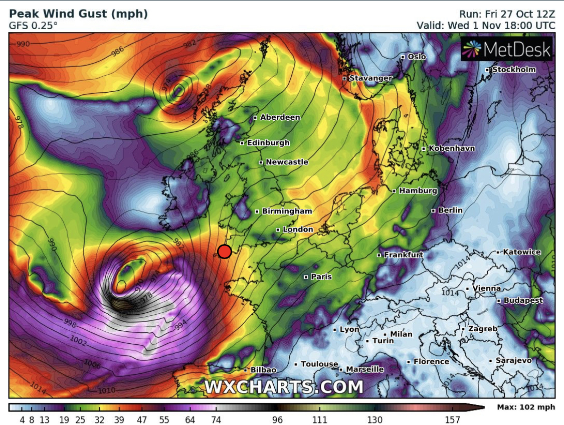 LOW PRESSURE SYSTEM FORECASTED TO MOVE INTO THE UK NEXT WEEK — UK