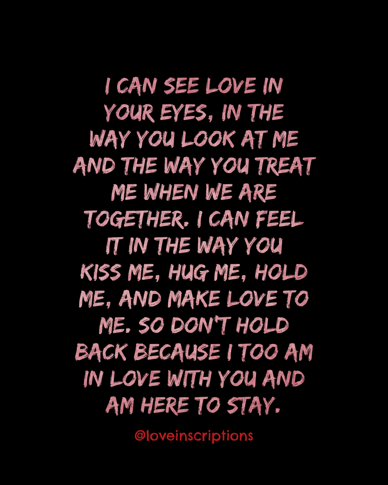 I can see and feel your love
