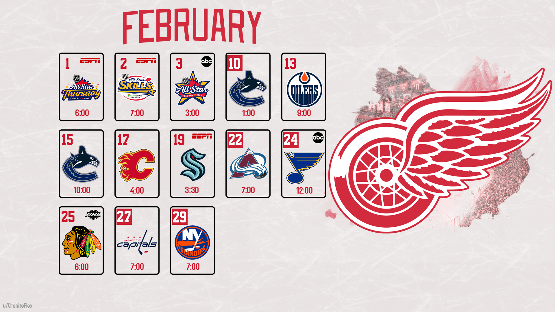 February Red Wings Schedule Wallpaper Set — graniteflex Buymeacoffee