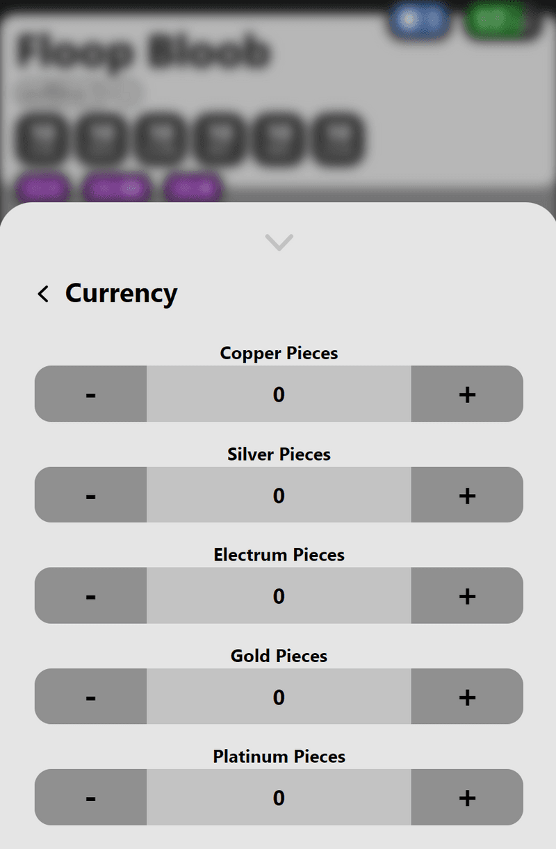 Currency tracker for Character Layout