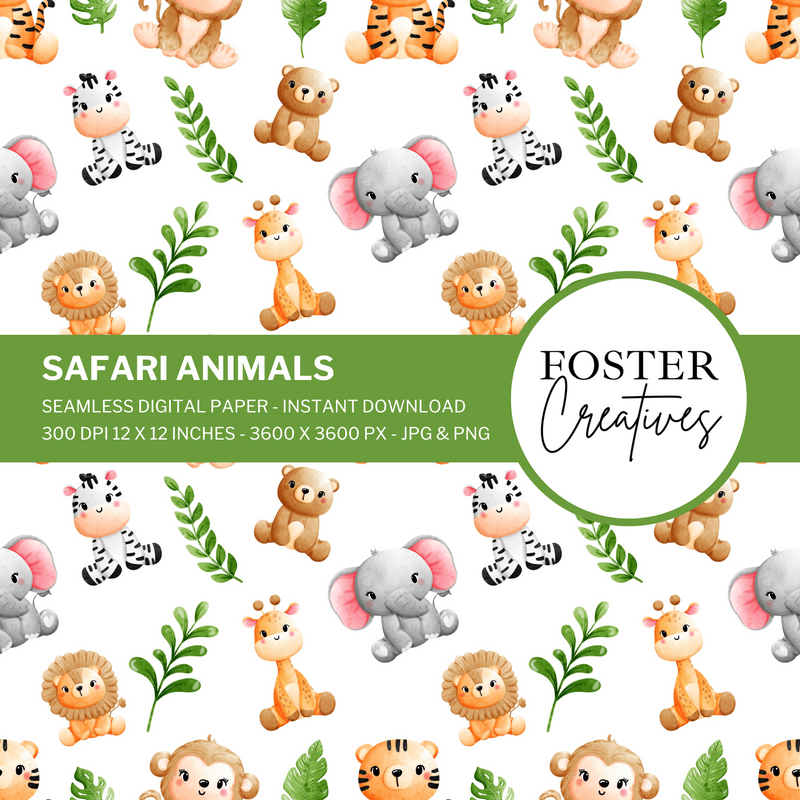 Safari Animals Seamless Pattern Digital Paper