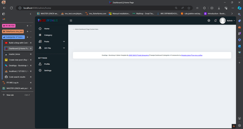 Creating CodeIgniter 4 Sample Dashboard