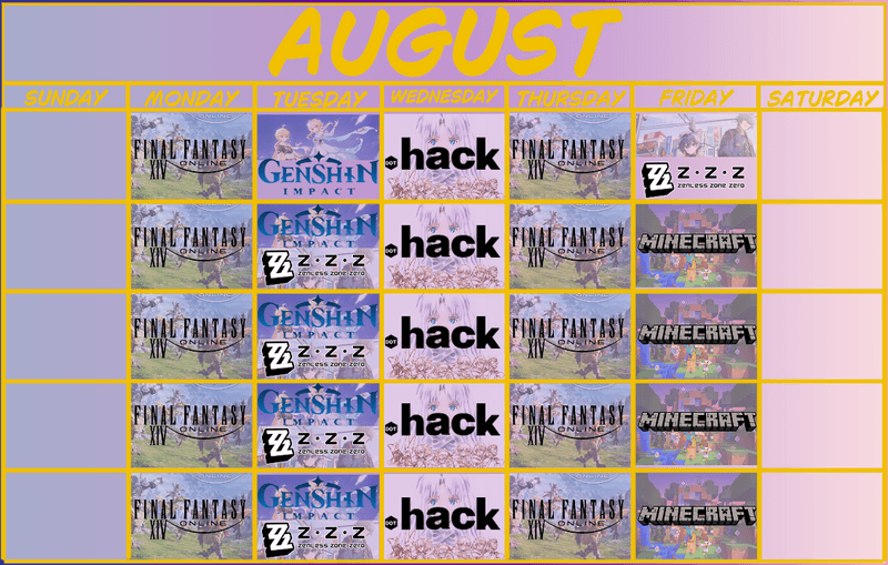 August Schedule