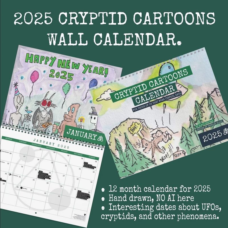👽 2025 CRYPTID CARTOONS Wall Calendar.