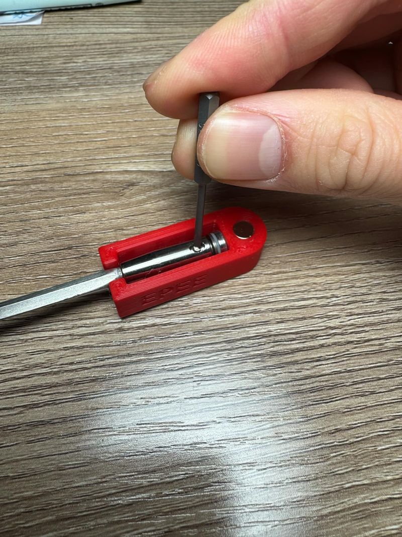 Made this jig to help disassembling/assembling epee tips; magnet for holding those tiny sc
