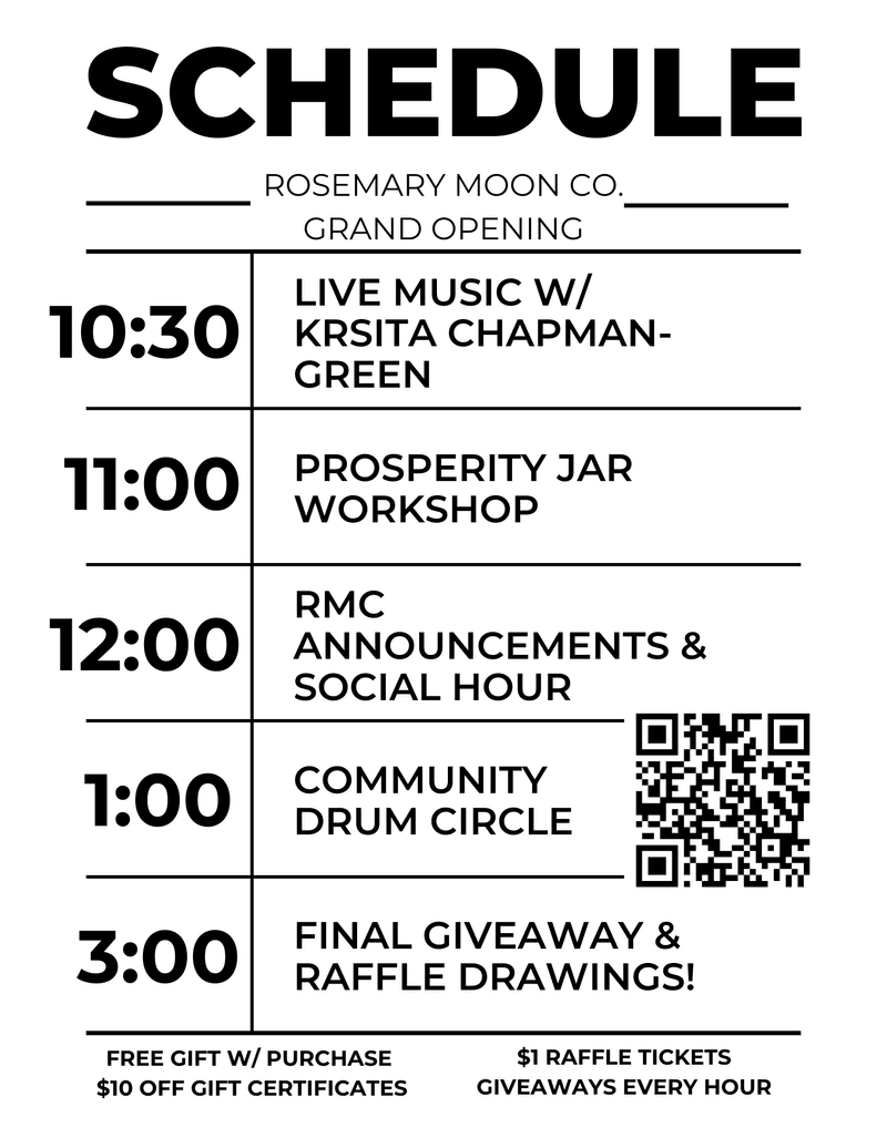 Grand Opening Schedule!
