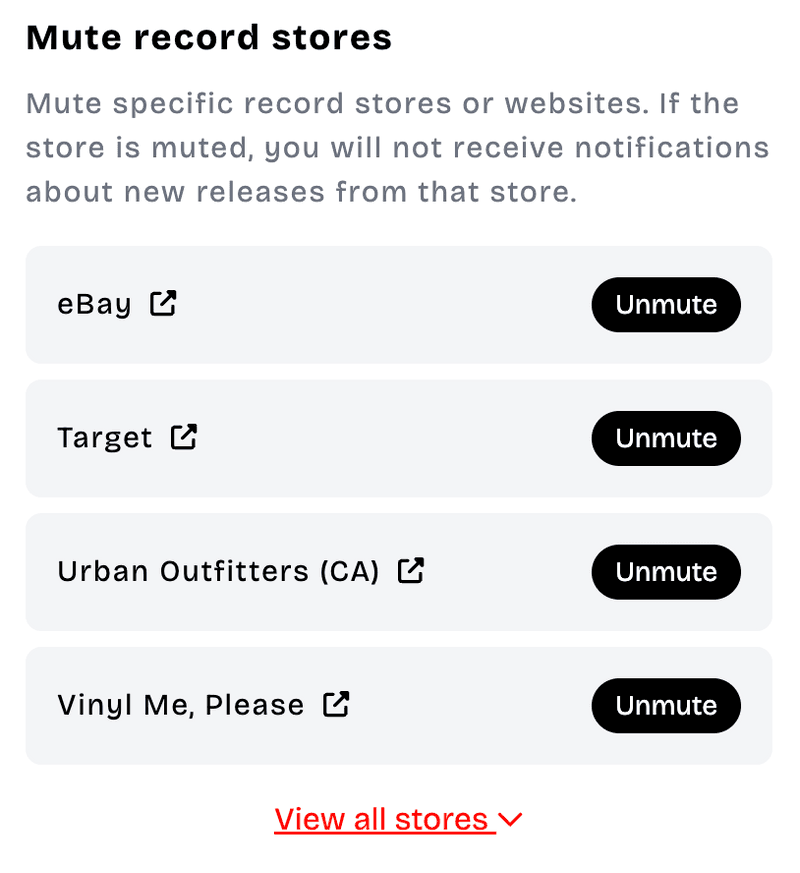 New feature: Mute a record store