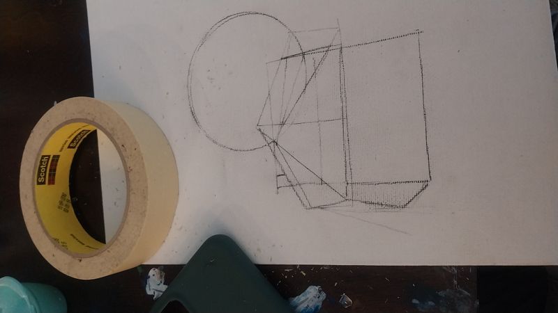 Process of Cabin on a lake painting