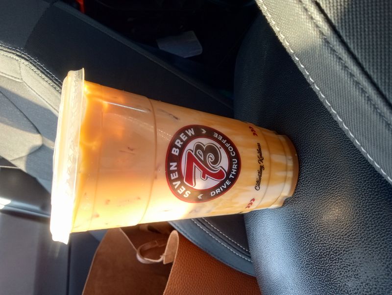 seven brews, I got the strawberry funnel cake ice macchiato, choc.chip muffin top. Your's?