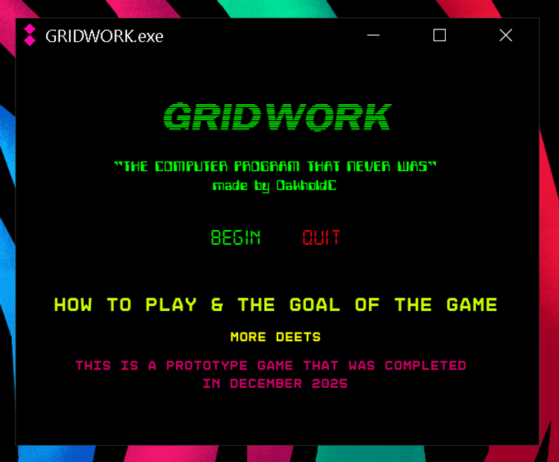 GRIDWORK.exe is ready for testing.