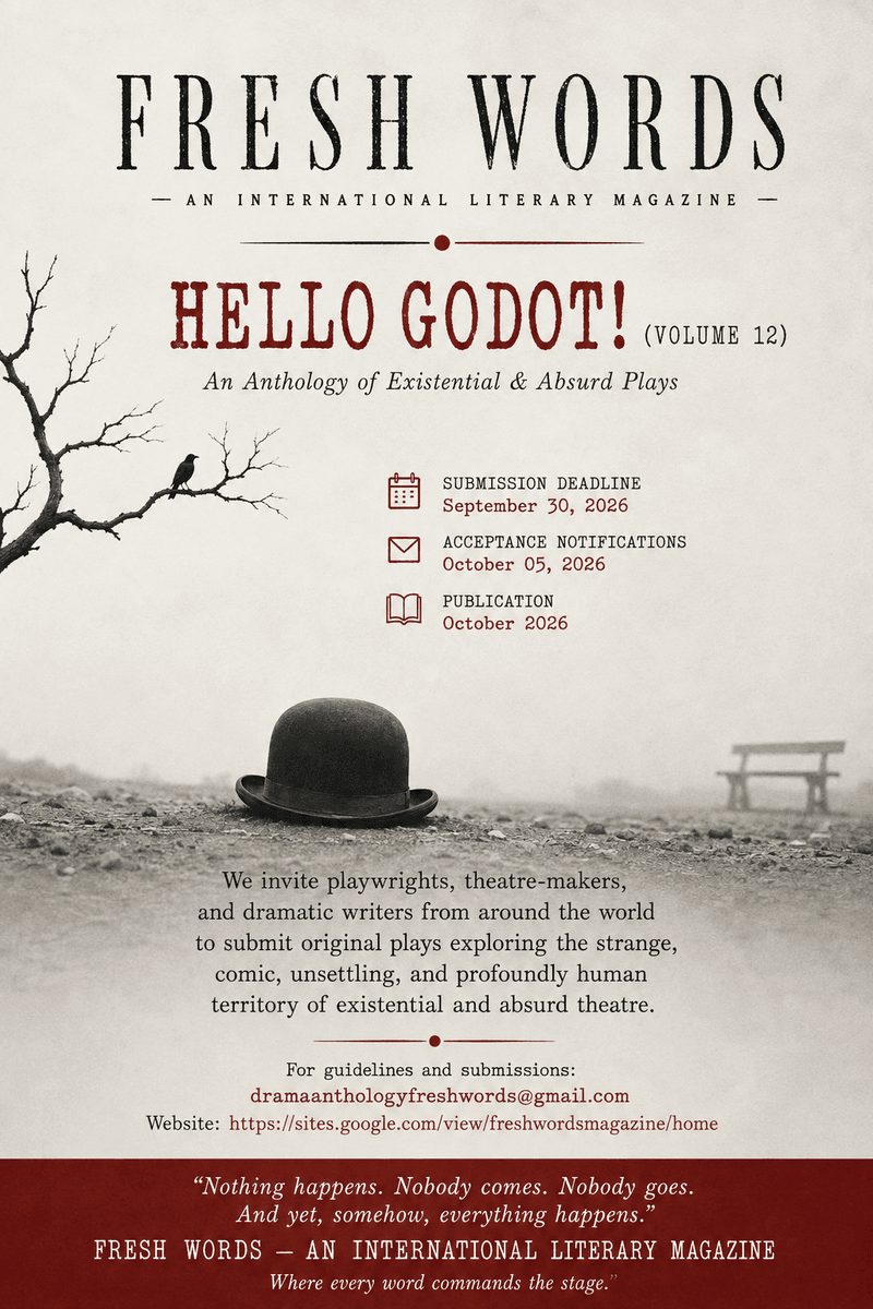 #HelloGodot #FreshWordsMagazine #CallForSubmissions #CallForEntries #Playwriting #Playwrig