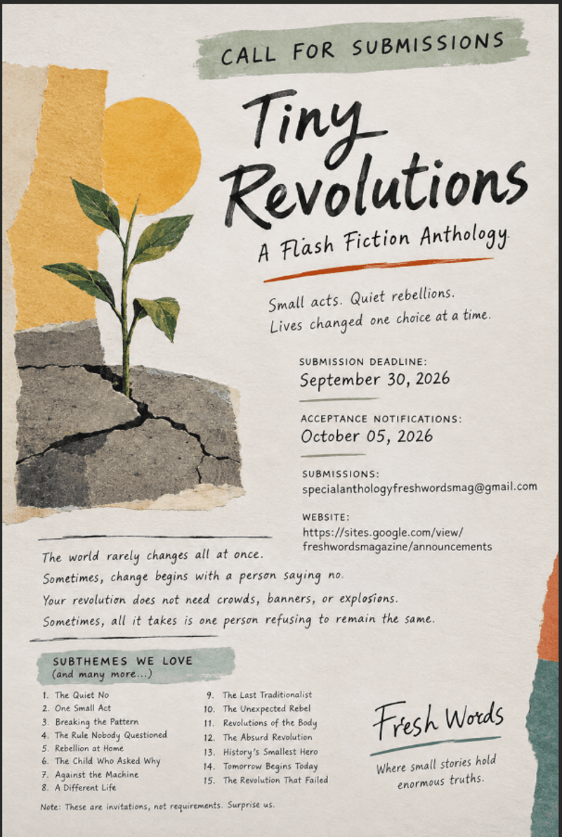 CALL FOR SUBMISSIONS - TINY REVOLUTIONS:  A Flash Fiction Anthology