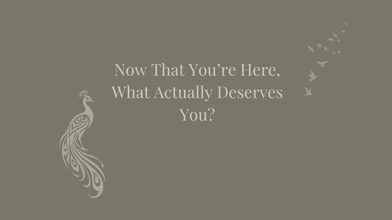 Now That You're Here, What Actually Deserves You?