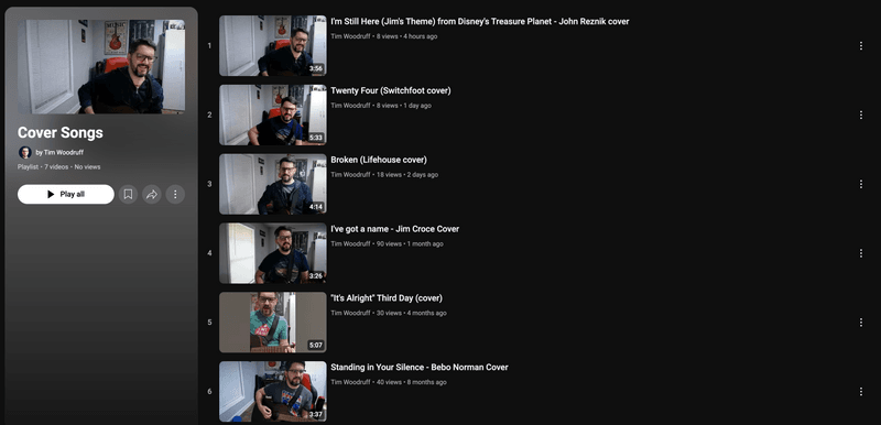 New stuff on YouTube (Music Videos, Cover Songs)