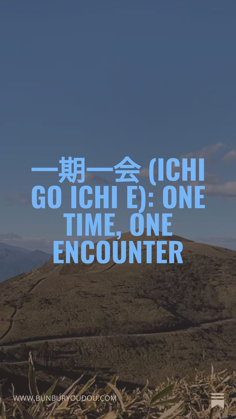 一期一会 (Ichi go ichi e): One time, one encounter