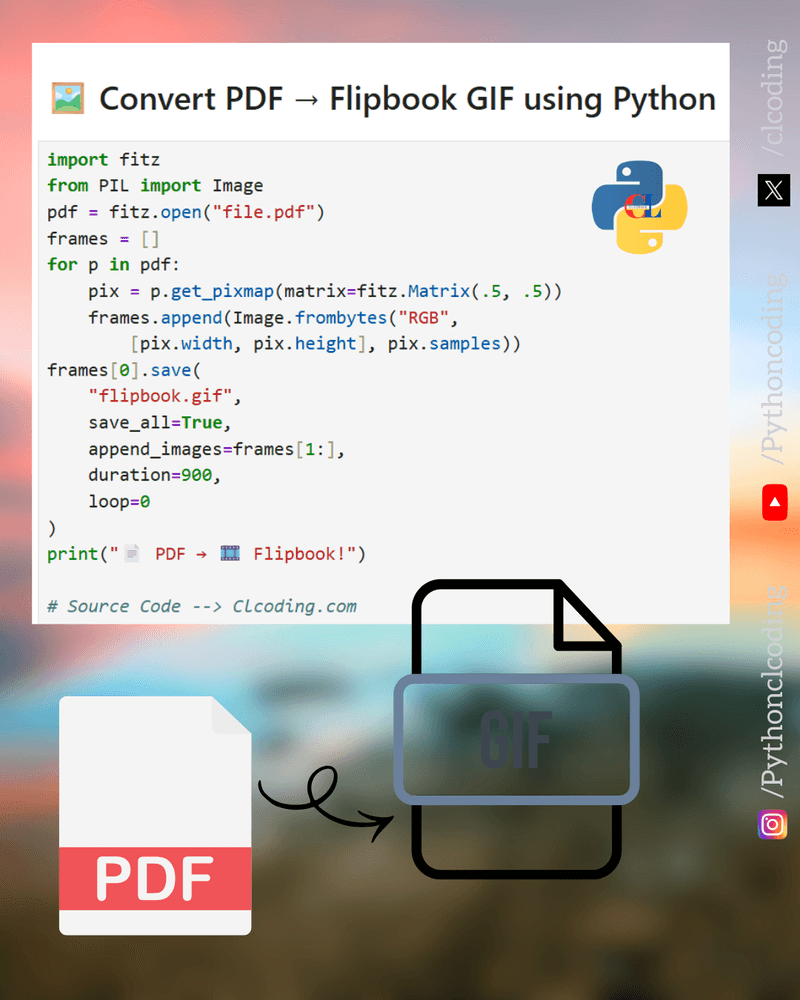 Convert PDF → Flipbook GIF using Python! ➡️