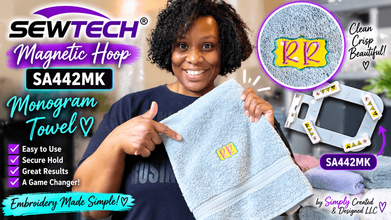Monogrammed a towel with the SEWTECH SA442MK Magnetic Hoop | Brother PE800 🧵