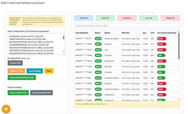 CC Checker & Bulk Credit Card Generator: Test, Validate & Analyze Cards Safely (2026 Guide