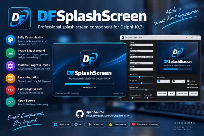 Professional VCL splash screen component for Delphi 10.3 Rio and later