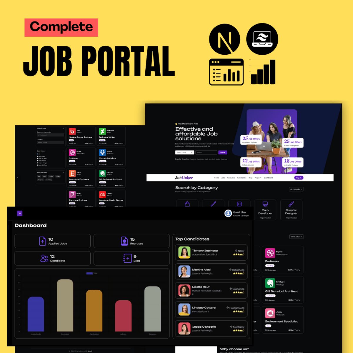 Next.js & Tailwind CSS Job Portal with Modern Dashboard Design ...