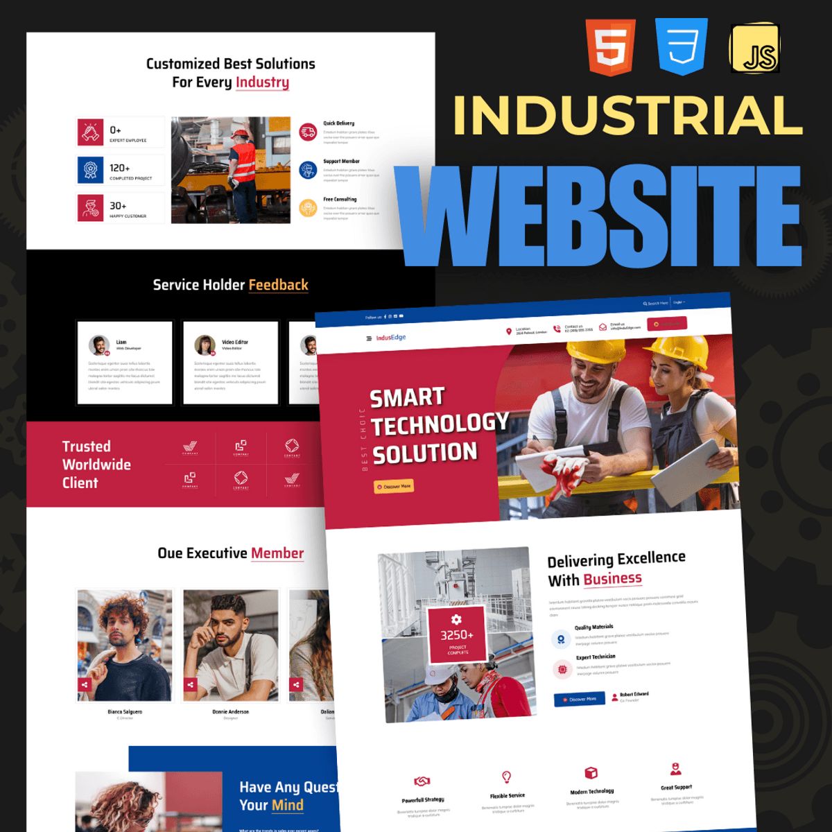 Modern Industrial Company Website | HTML CSS & JavaScript Template ...
