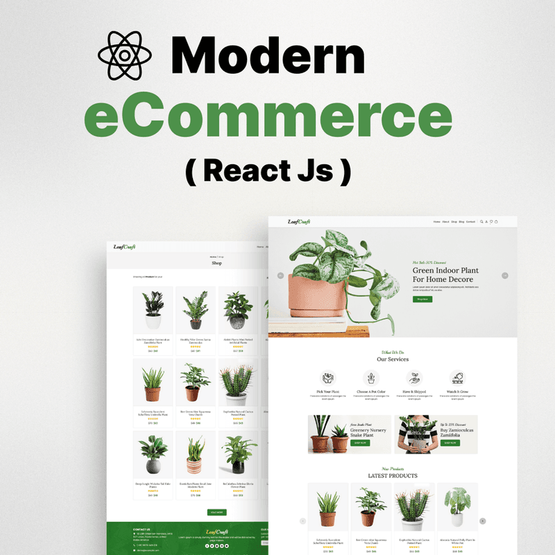 Modern Plant Shop eCommerce Website Using React JS & Bootstrap