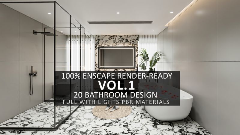 Bathroom Bundle vol.1 | 20 SketchUp Models Enscape | Lights+PBR | Instant Download