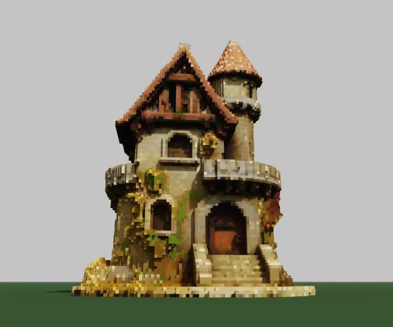 Medieval Voxel Bastion 3D Model