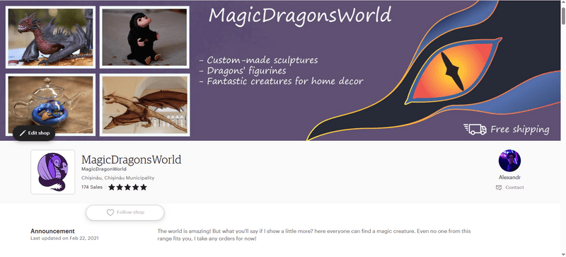 "MAGICDRAGONSWORLD" is moving from Etsy to the personal web-site!