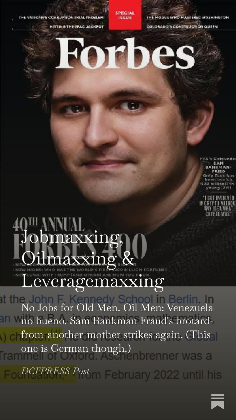 Jobmaxxing, Oilmaxxing & Leveragemaxxing