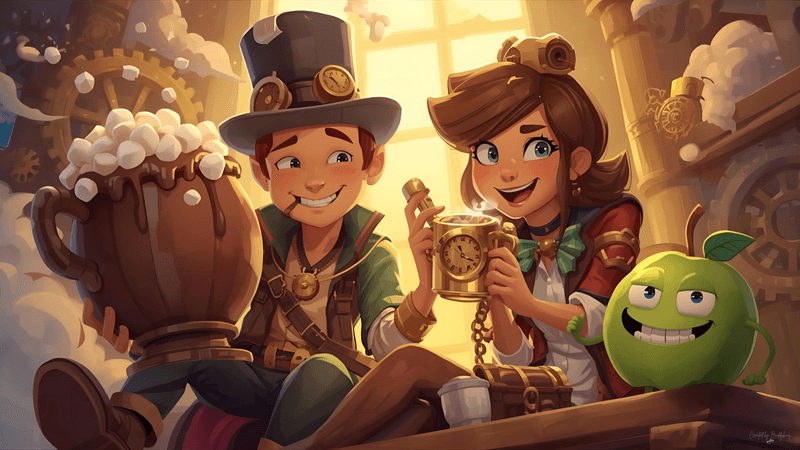 ☕⚙️ Hot Chocolate for Timmy, Coffee for Buddykins: Fueling the Time Machine! ⚙️☕