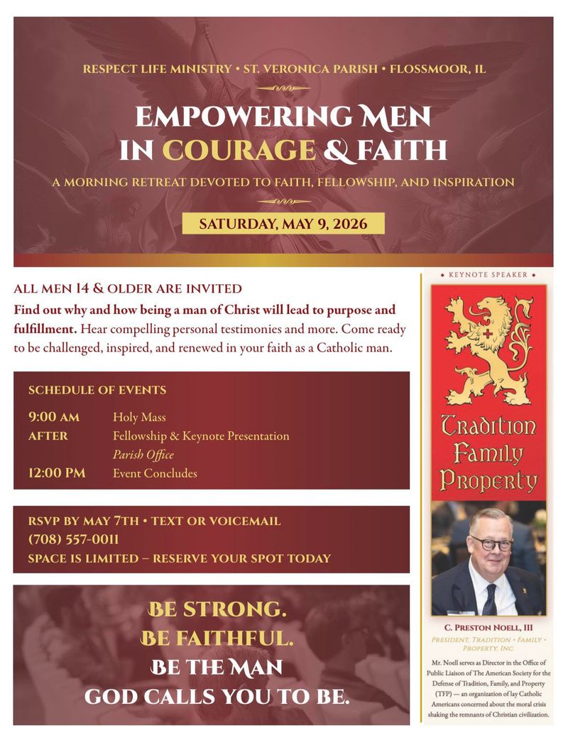 Why is "Tradition, Family, and Property" holding an event at a suburban Chicago parish?