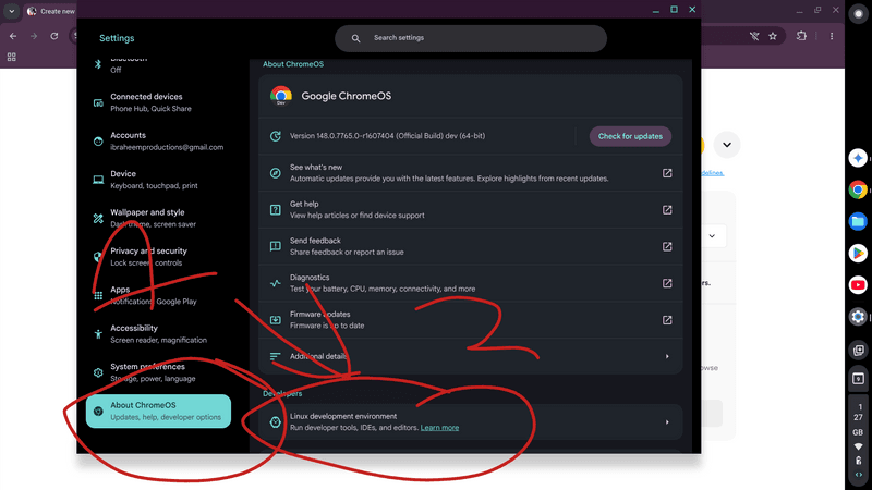 Guide: How to install HISE on x86-based (Intel & AMD) chromebook